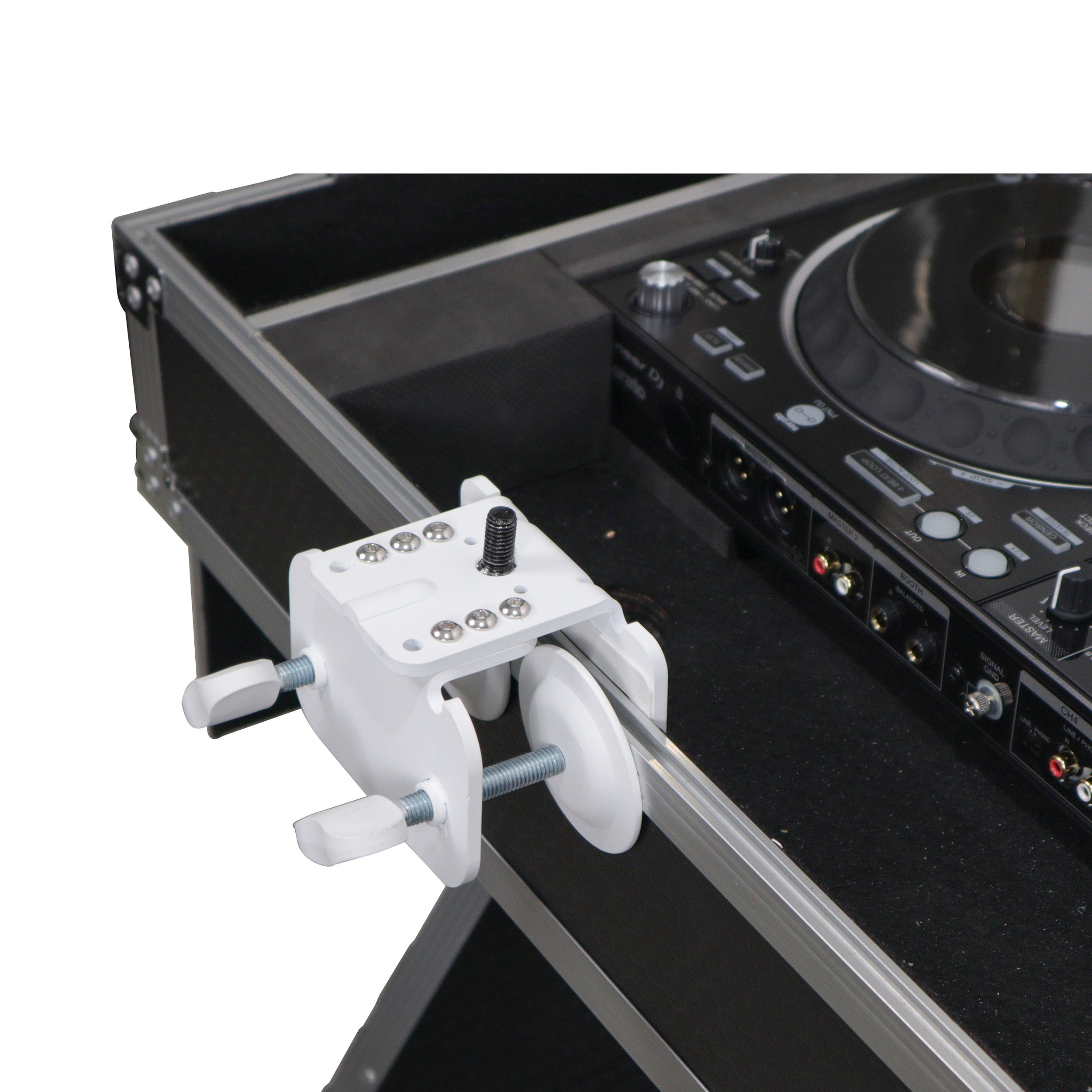White Adjustable Arm Mount Mount Stand For 12-17" Laptop,VESA 75X75 and 100X100 fit 17-32" Monitor, For DJ Flight Case/Table
