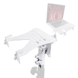 Universal Laptop Tray + VESA Monitor Mounting Bracket fits on Speaker Stand 1-3/8" Pole White