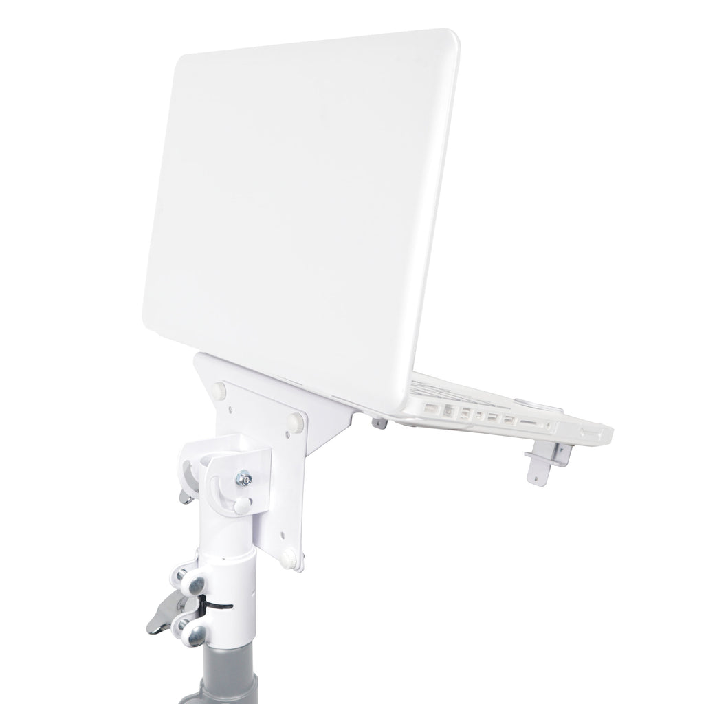 Universal Laptop Tray + VESA Monitor Mounting Bracket fits on Speaker Stand 1-3/8" Pole White