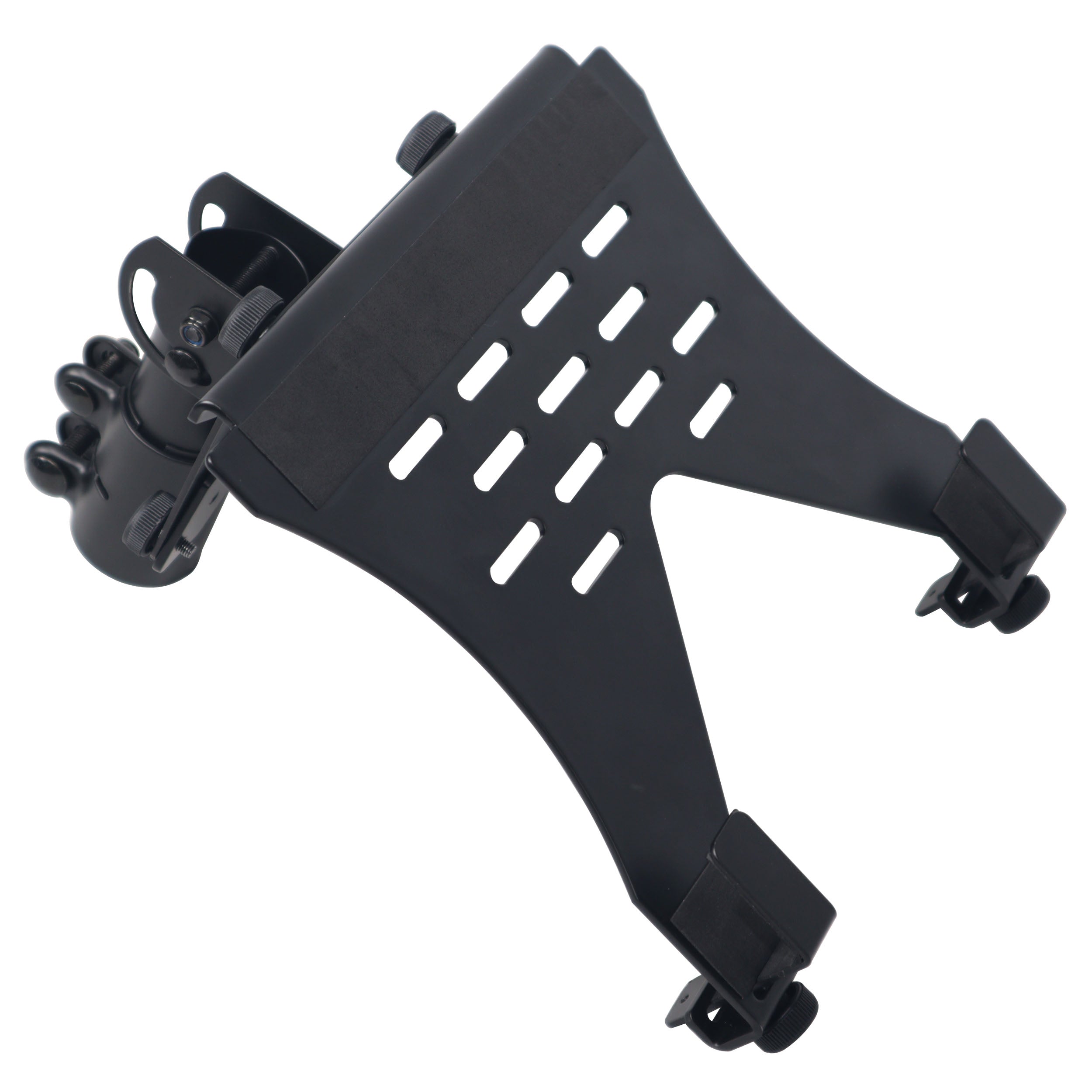 Universal Laptop Tray + VESA Monitor Mounting Bracket fits on Speaker Stand 1-3/8" Pole Black
