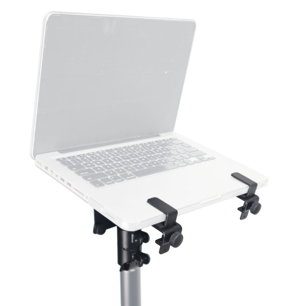 Universal Laptop Tray + VESA Monitor Mounting Bracket fits on Speaker Stand 1-3/8" Pole Black
