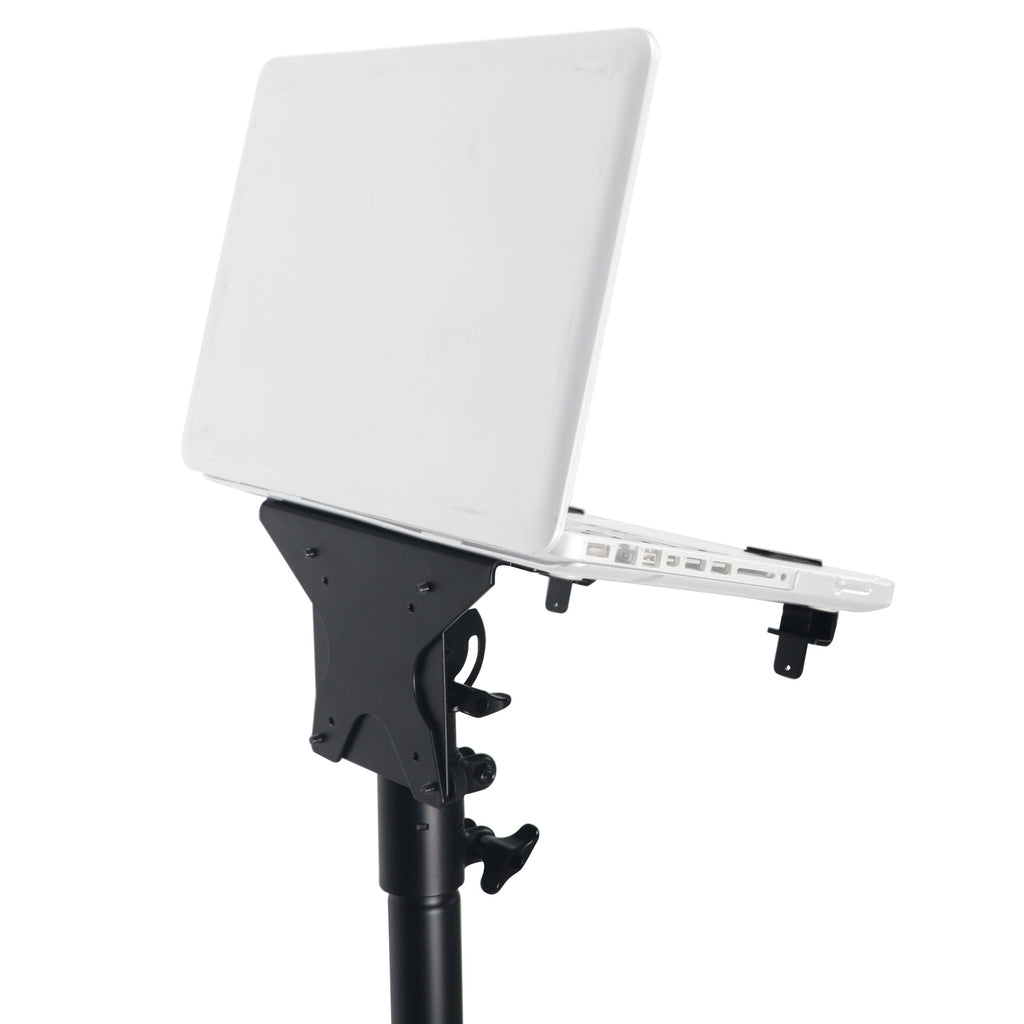 Universal Laptop Tray + VESA Monitor Mounting Bracket fits on Speaker Stand 1-3/8" Pole Black