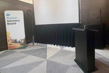 Maestro Multi-Media Lectern Podium For LED Flatscreen TVs up to 32" with 2 Gooseneck Mic Stands Black Finish