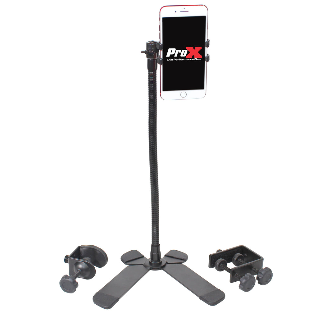 Mobi Buddy Hands Free Mobile Device Clip Kit DJ Cellphone holder Selfie Stick Table Stand Tripod Clamp and Case