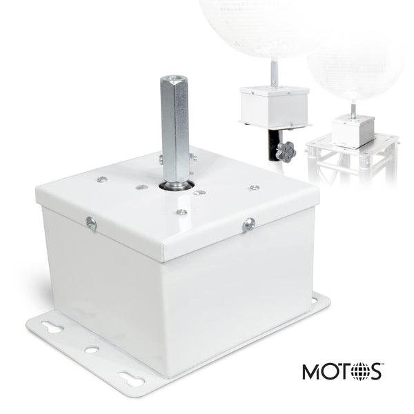 MOTOS Upright Mirror Ball Oscillating 1RPM Motor – Mounts up to 30" Mirror Balls White Finish