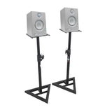 Pair of Studio Monitor Stands Speaker Platform Telescoping Height Adjustment W-Rubberized Platform and Wide Base