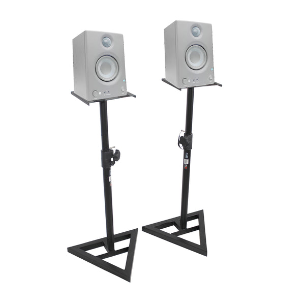 Pair of Studio Monitor Stands Speaker Platform Telescoping Height Adjustment W-Rubberized Platform and Wide Base
