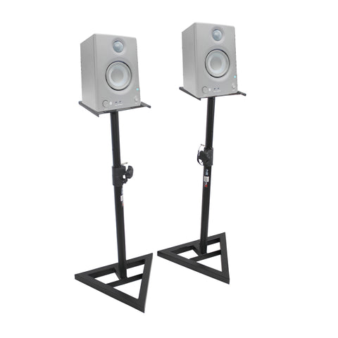 Pair of Studio Monitor Stands Speaker Platform Telescoping Height Adjustment W-Rubberized Platform and Wide Base