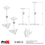 Pair of Studio Monitor Stands Speaker Platform Telescoping Height Adjustment W-Rubberized Platform and Wide Base