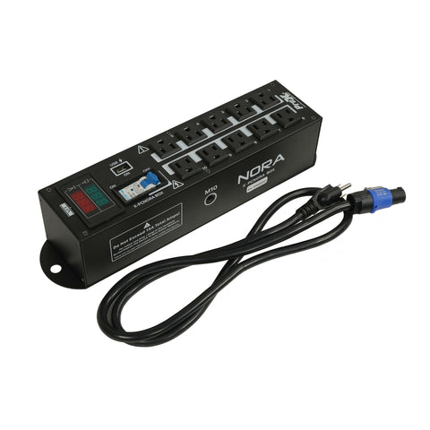 NORA 10 Way Power Distribution Compact Box for Powerkon to Edison with Power Cord