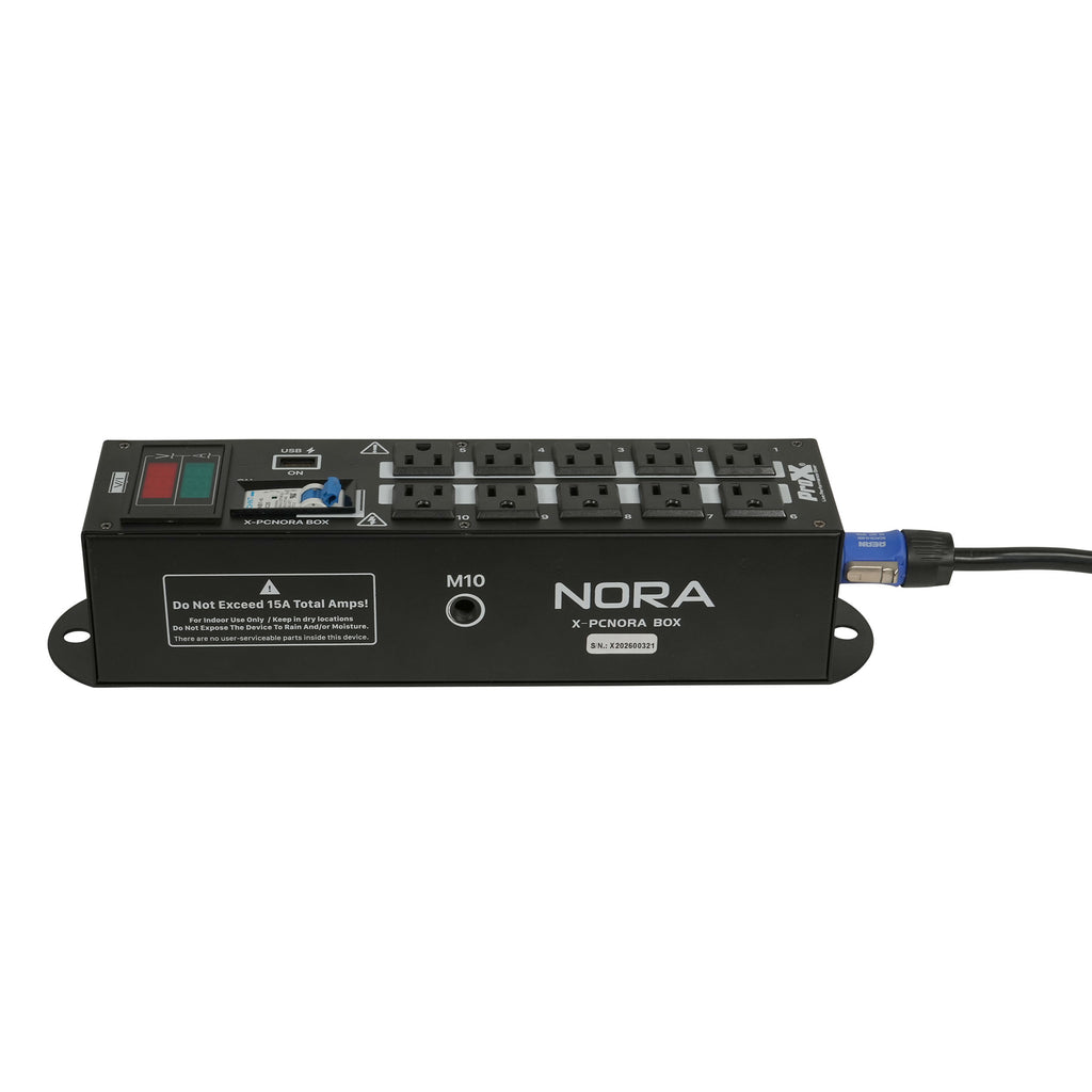 NORA 10 Way Power Distribution Compact Box for Powerkon to Edison with Power Cord