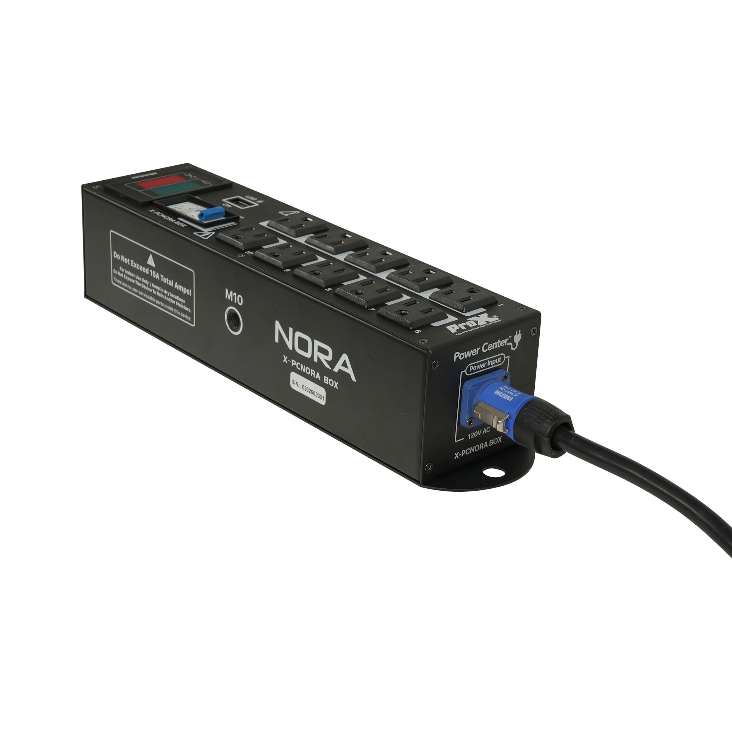 NORA 10 Way Power Distribution Compact Box for Powerkon to Edison with Power Cord