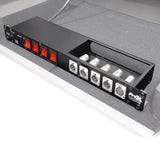 4 Way Powerkon to Edison AC Power 1U Rack Mountable Power Strip 5x Punched D-Series 15A Breaker On Off LED Toggle Switches