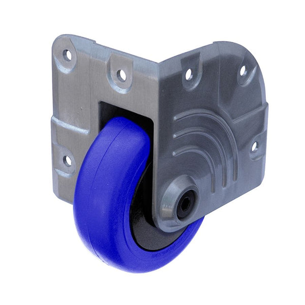 Penn-Elcom 3" Heavy Duty Zinc Side Corner Caster with Blue Wheel