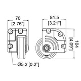 Penn-Elcom 3" Heavy Duty Zinc Side Corner Caster with Blue Wheel