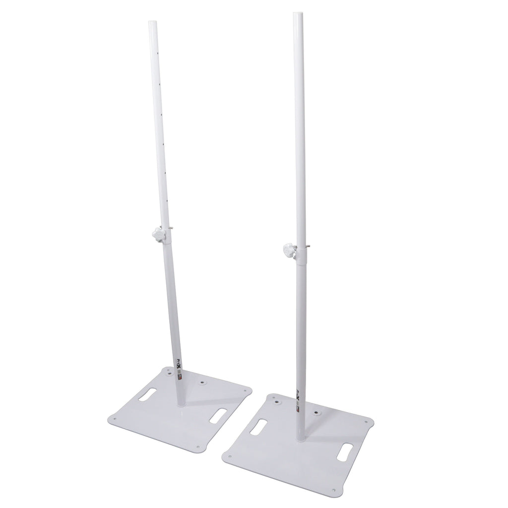 POLARIS Portable Speaker and Lighting Pair Stand Kit with Base Plate, Telescoping Pole, and Carry Bags - White Finish
