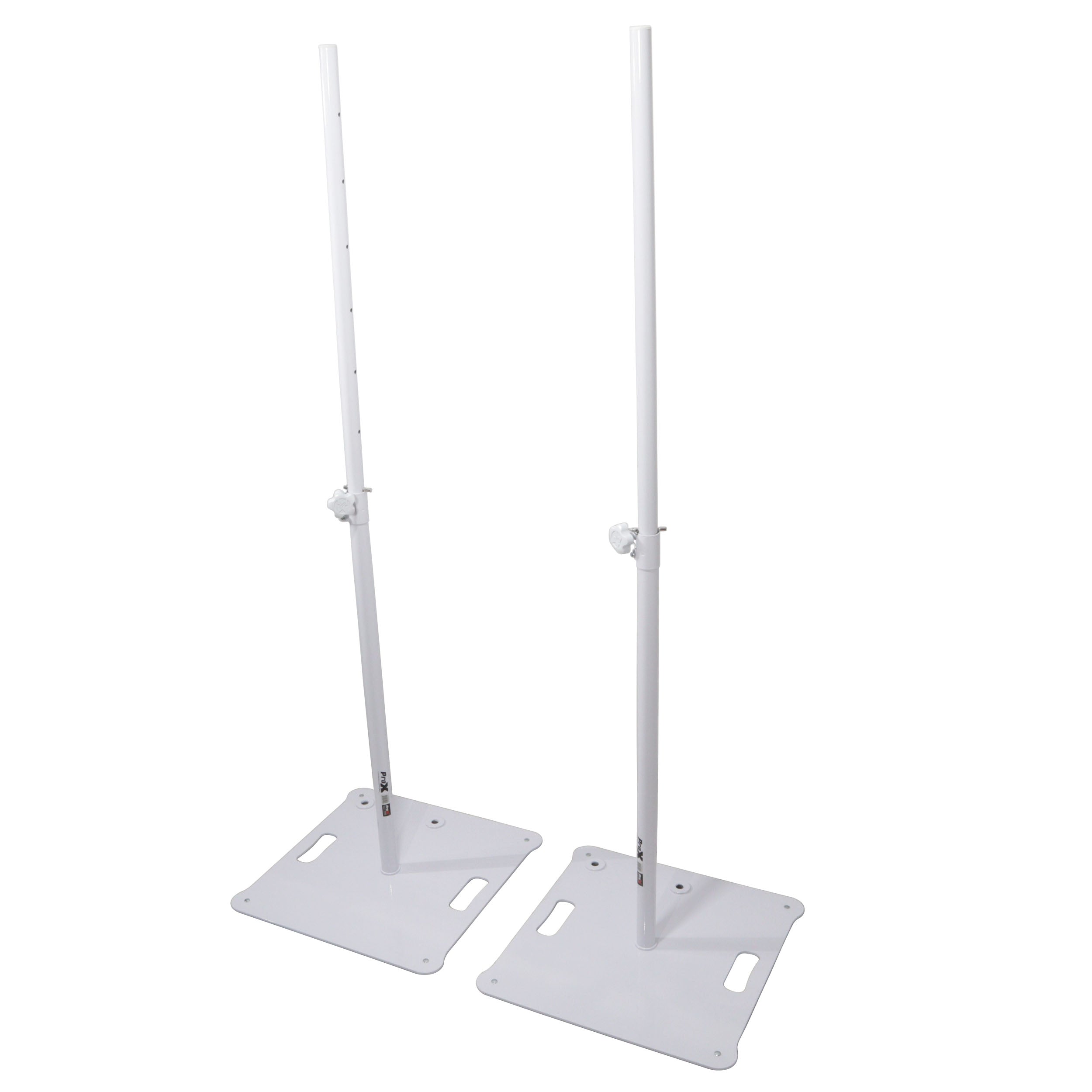 POLARIS Portable Speaker and Lighting Pair Stand Kit with Base Plate, Telescoping Pole, and Carry Bags - White Finish