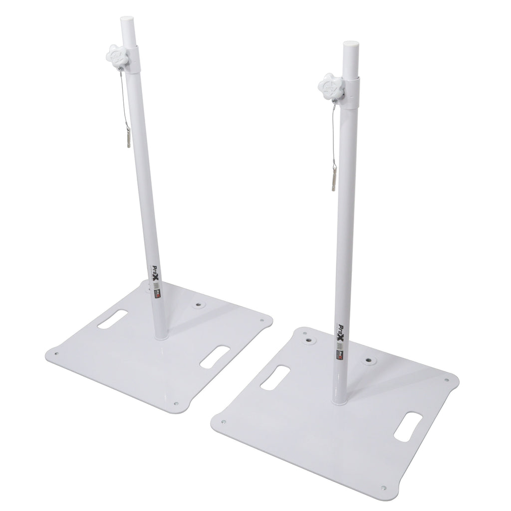 POLARIS Portable Speaker and Lighting Pair Stand Kit with Base Plate, Telescoping Pole, and Carry Bags - White Finish