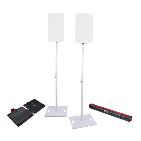 POLARIS Portable Speaker and Lighting Pair Stand Kit with Base Plate, Telescoping Pole, and Carry Bags - White Finish