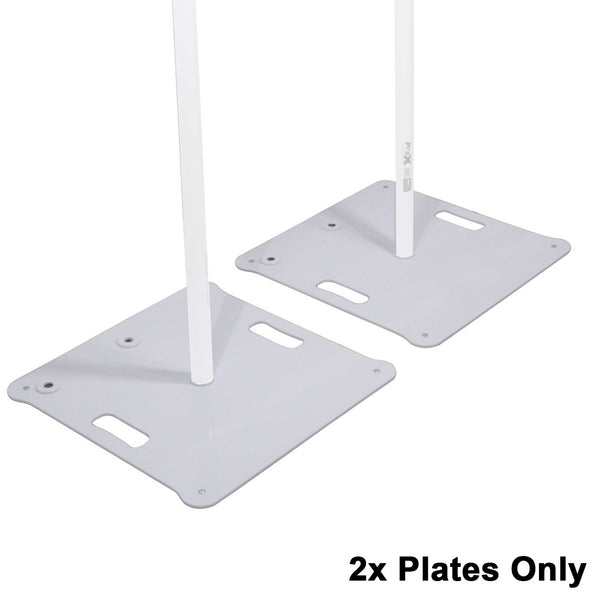 Pair of Polaris Base Plates – 2 Heavy-Duty Speaker Pole Base Plates and Carry Bags in White