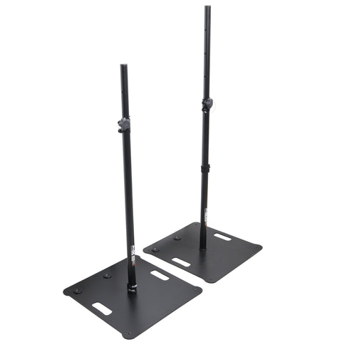 POLARIS Portable Speaker and Lighting Pair Stand Kit with Base Plate, Adjustable Pole, and Carry Bags - Black Finish