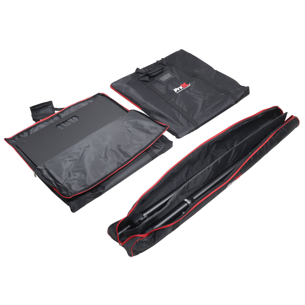 POLARIS Portable Speaker and Lighting Pair Stand Kit with Base Plate, Adjustable Pole, and Carry Bags - Black Finish