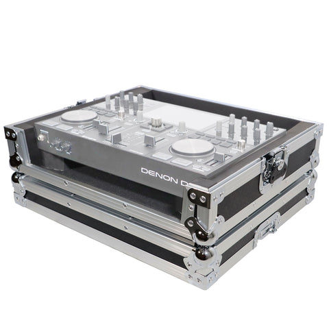 ATA Style Flight Travel Case for Denon DJ Prime Go Digital Controller - Silver On Black