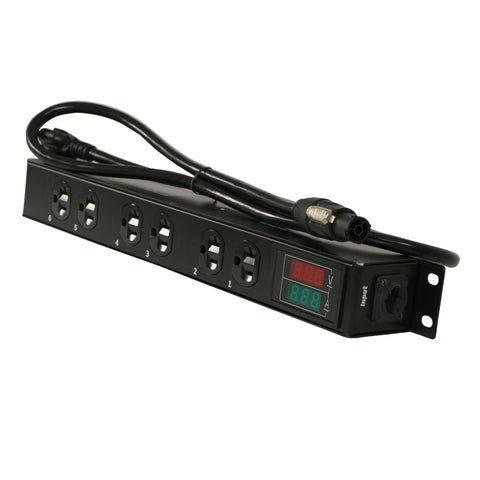 TARA 6-Outlet Edison NEMA 5-20R Power Distribution Box with True1 IN/OUT, LED Voltage and Current Display 20A Power Center
