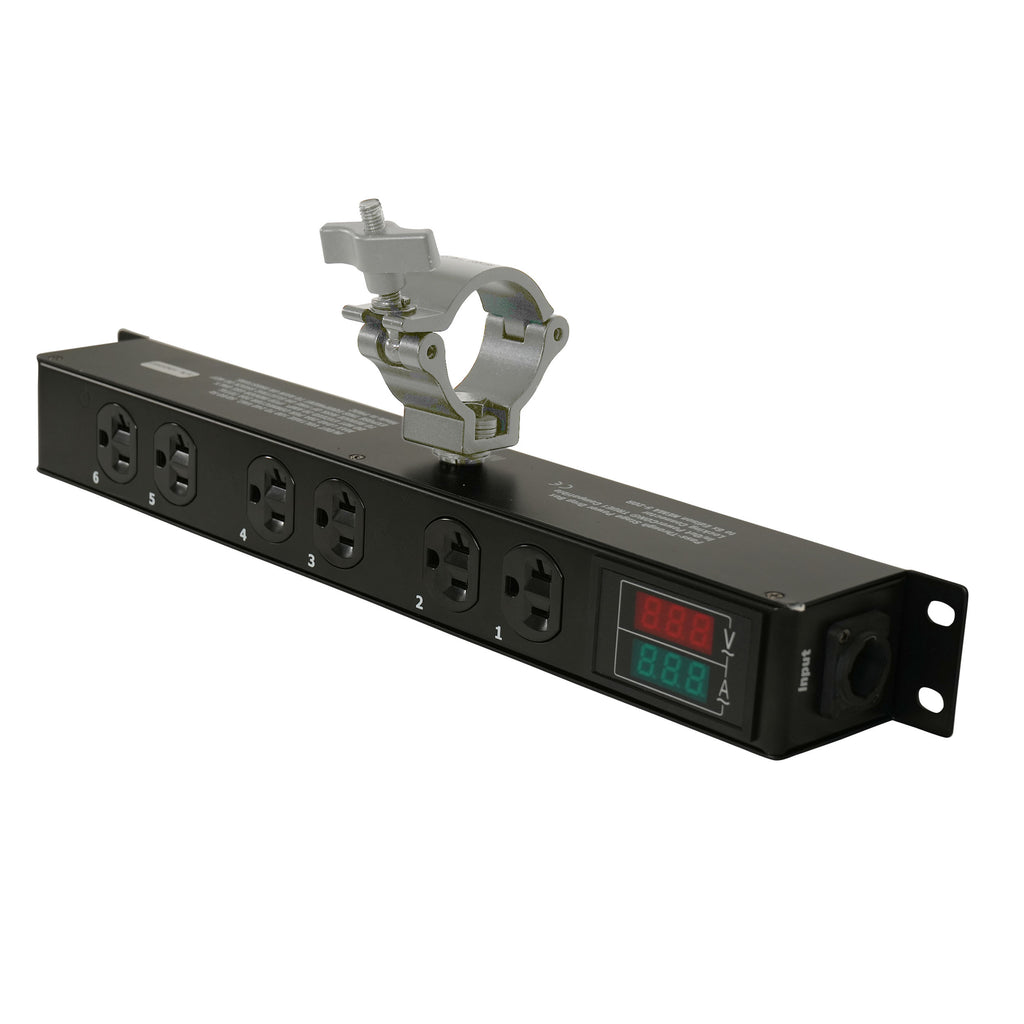 TARA 6-Outlet Edison NEMA 5-20R Power Distribution Box with True1 IN/OUT, LED Voltage and Current Display 20A Power Center