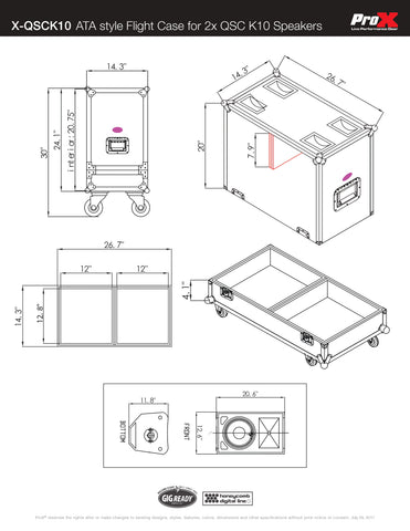 ProX ATA style Flight Case for 2x QSC K10 or K10.2 Speakers