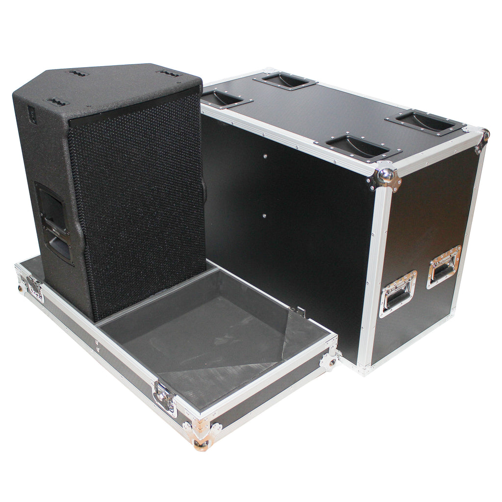 Flight Case for Two RCF-TT25-A II High Definition Two-Way Speakers with 4 Inch Wheels