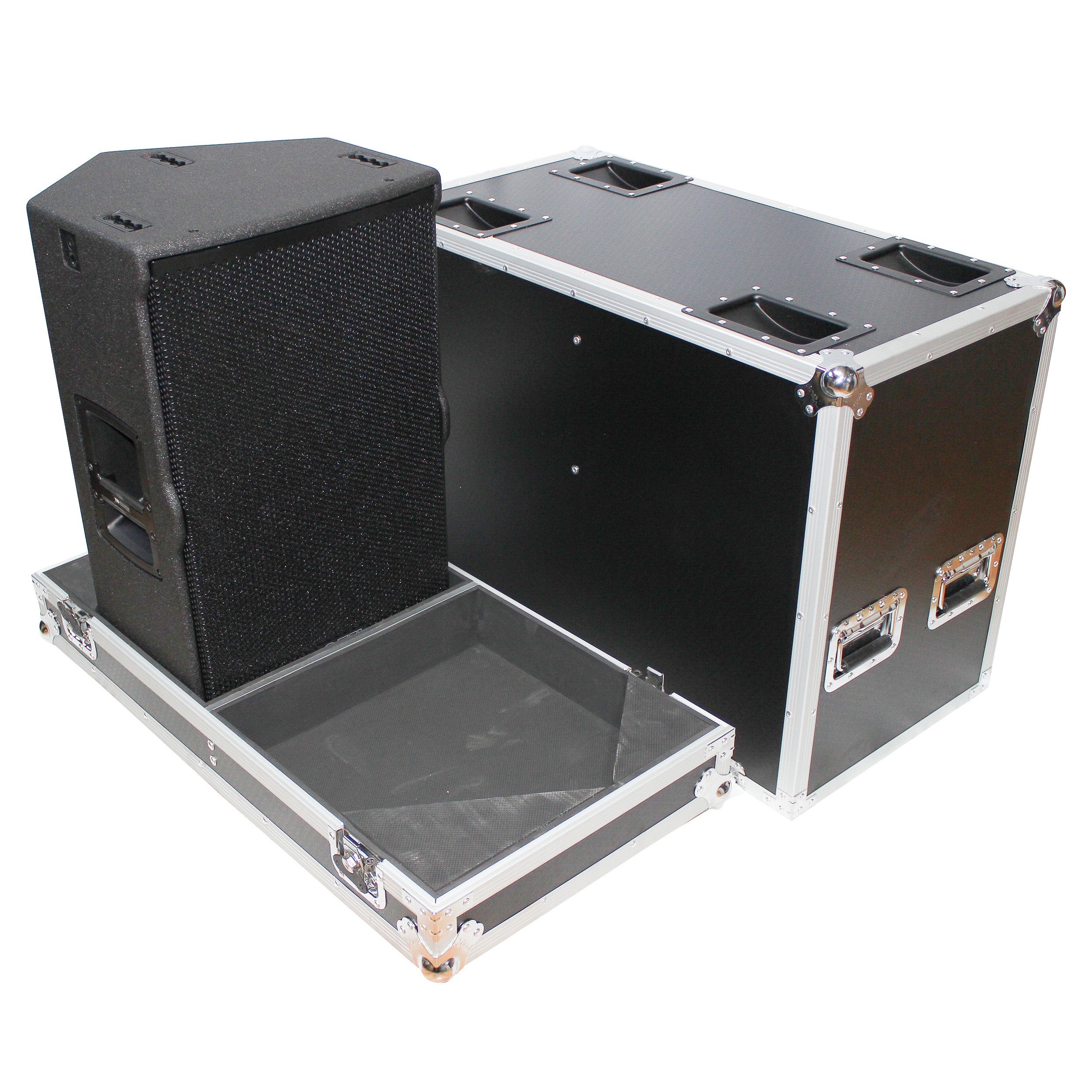 Flight Case for Two RCF-TT25-A II High Definition Two-Way Speakers with 4 Inch Wheels