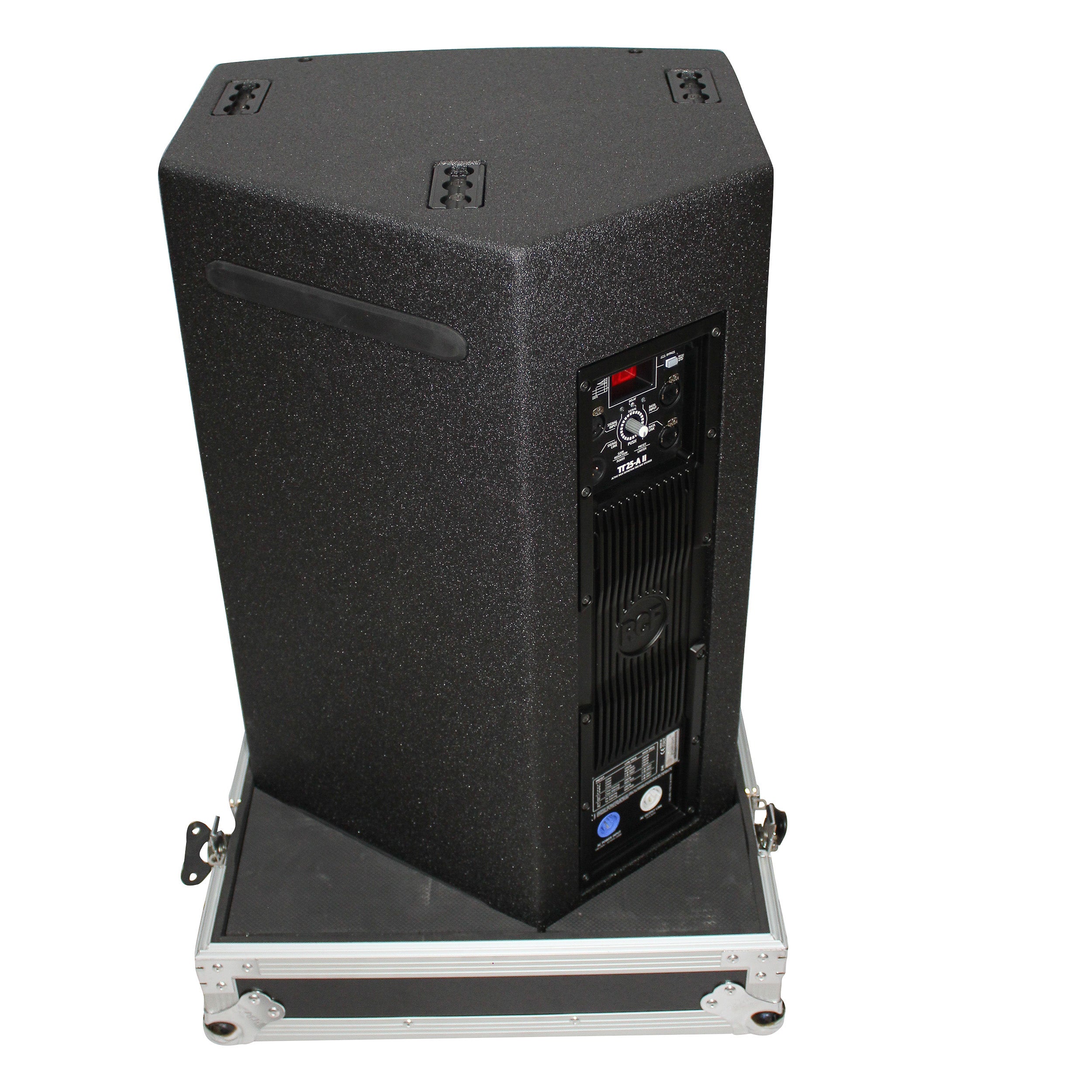 Flight Case for Two RCF-TT25-A II High Definition Two-Way Speakers with 4 Inch Wheels