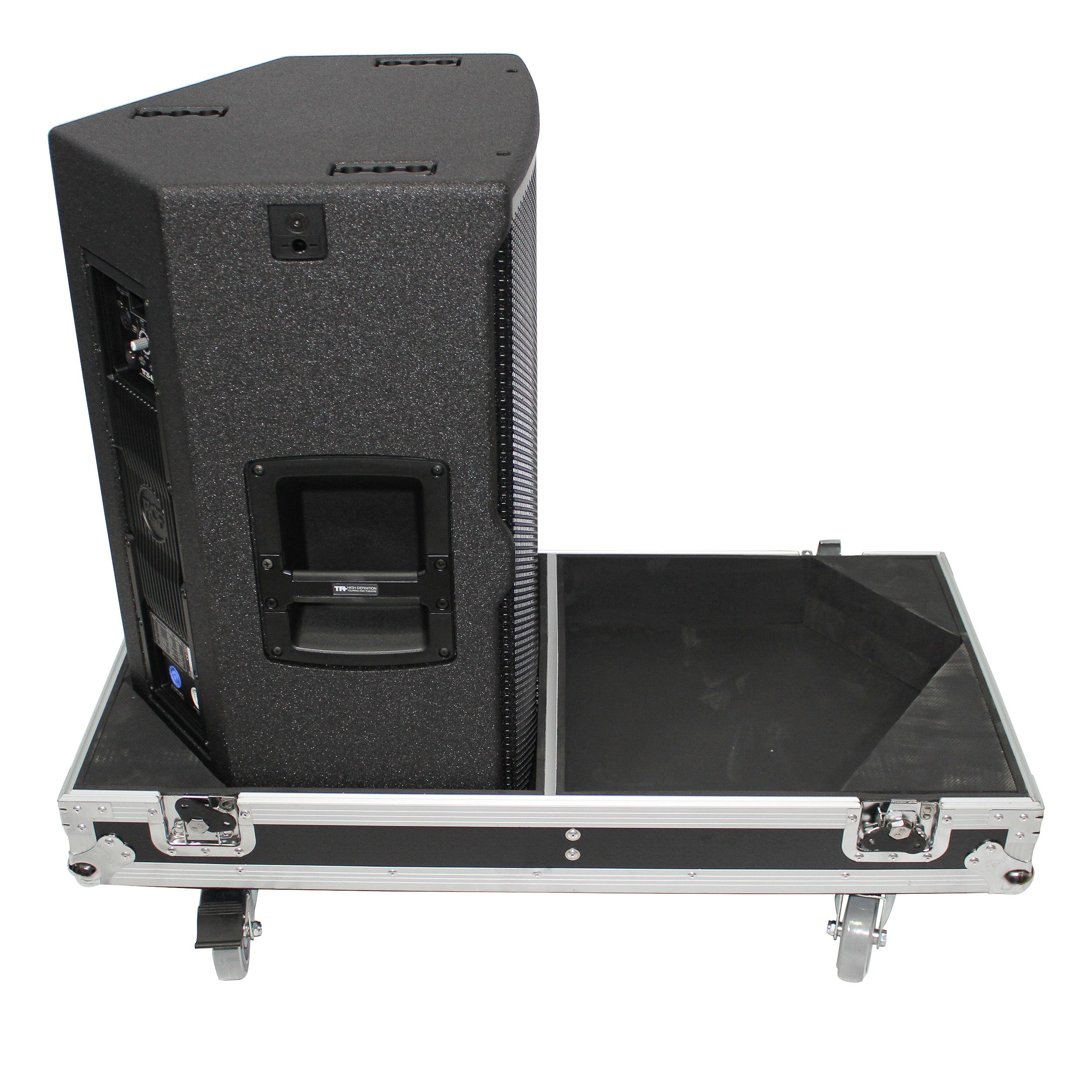Flight Case for Two RCF-TT25-A II High Definition Two-Way Speakers with 4 Inch Wheels