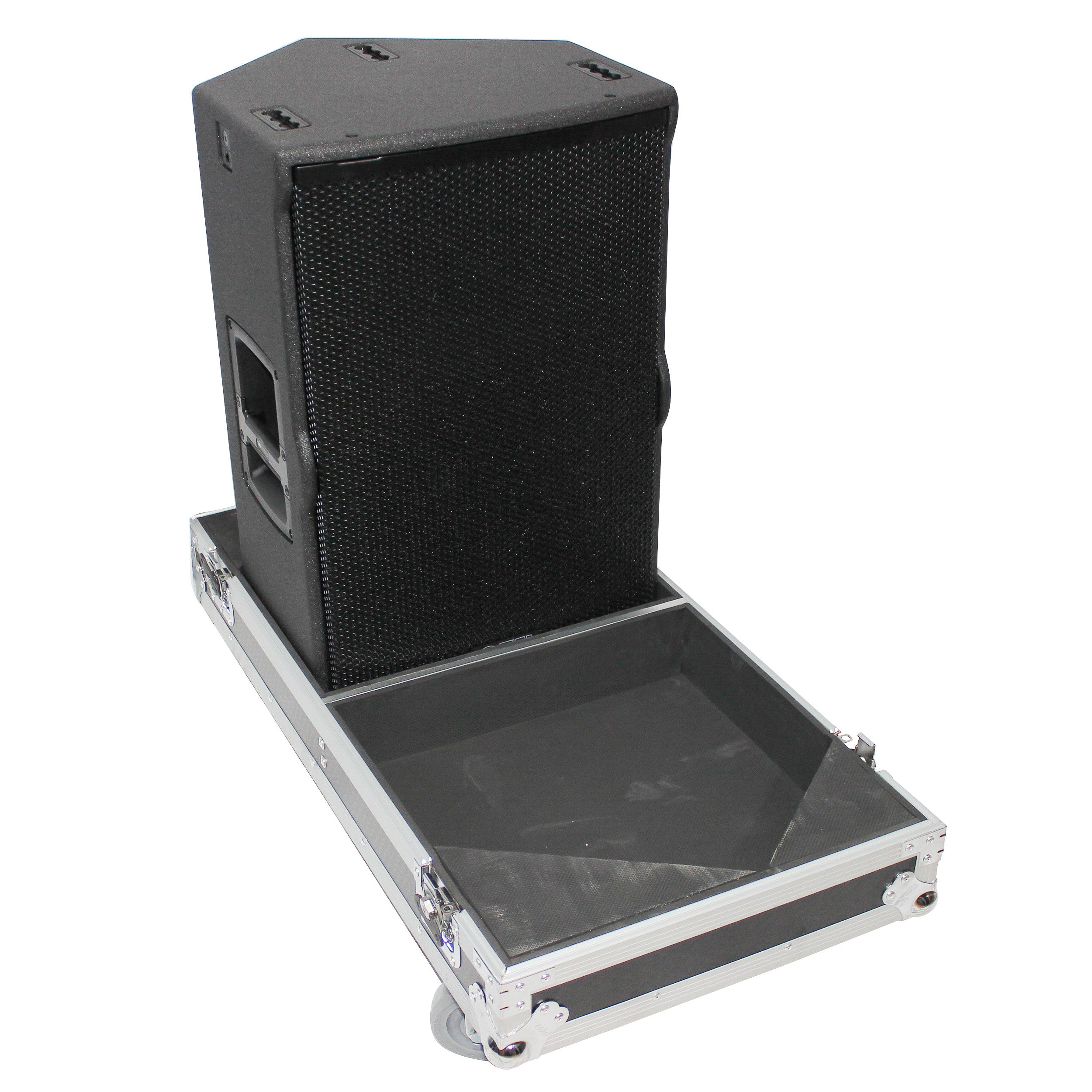 Flight Case for Two RCF-TT25-A II High Definition Two-Way Speakers with 4 Inch Wheels
