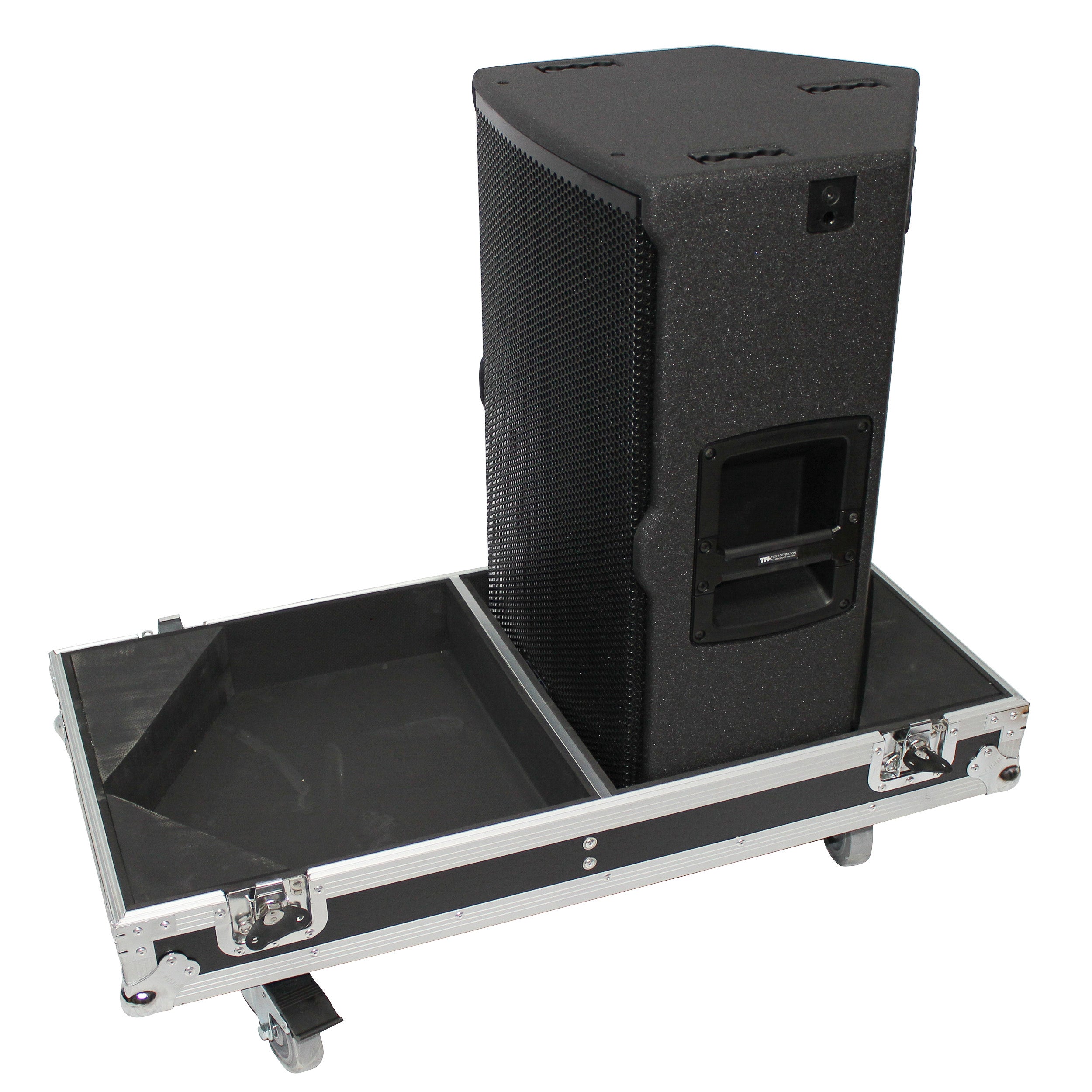 Flight Case for Two RCF-TT25-A II High Definition Two-Way Speakers with 4 Inch Wheels