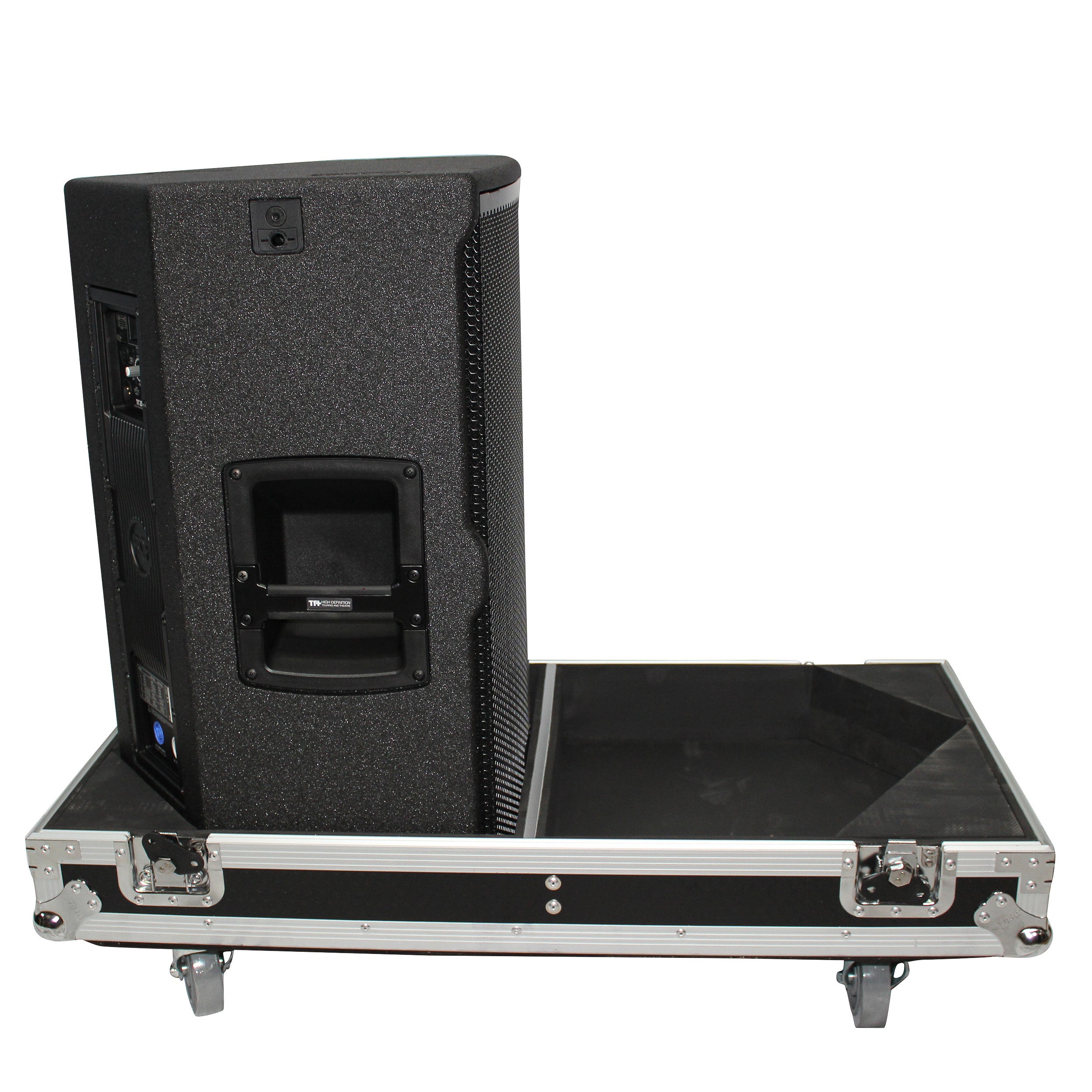 Flight Case for Two RCF-TT25-A II High Definition Two-Way Speakers with 4 Inch Wheels