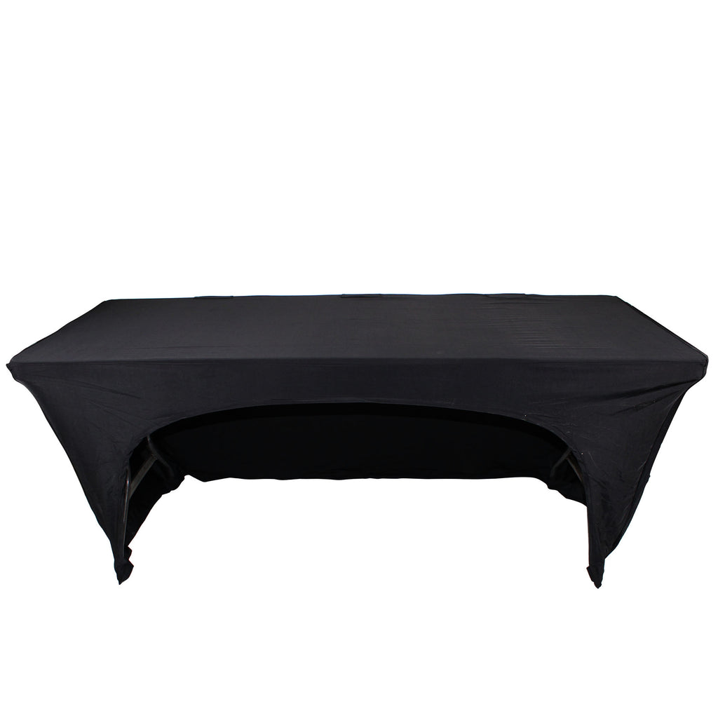 6 Ft. Open Back Spandex Table Cover Scrim - Black