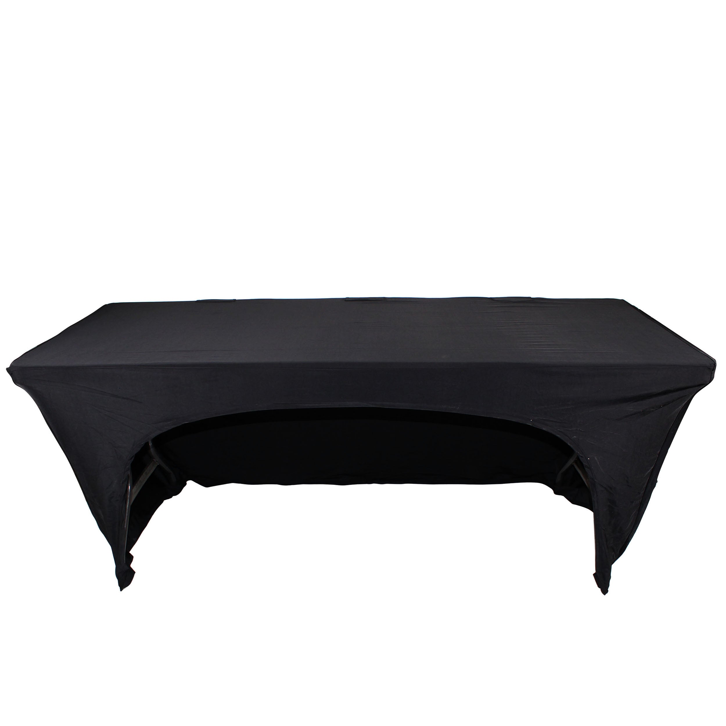 6 Ft. Open Back Spandex Table Cover Scrim - Black