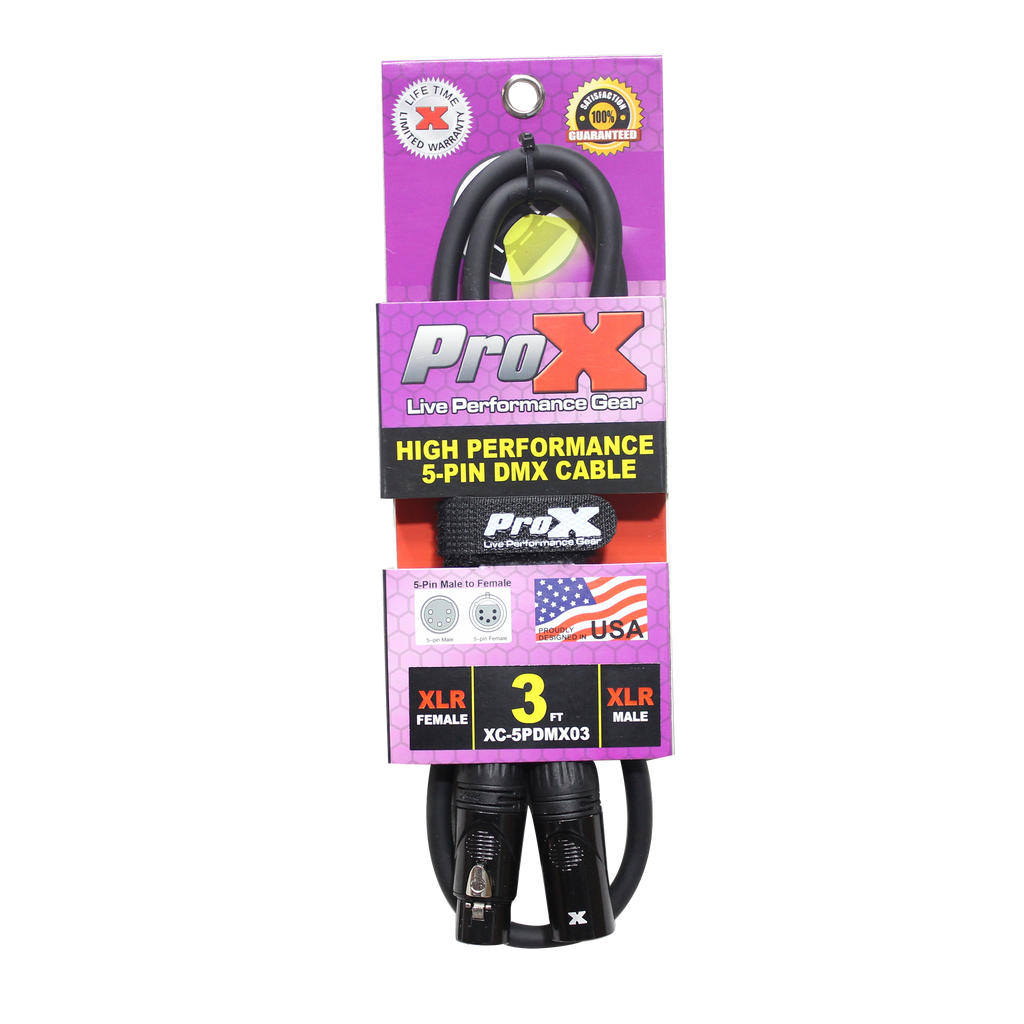 3 Ft. DMX XLR5-M to XLR5-F High Performance Cable