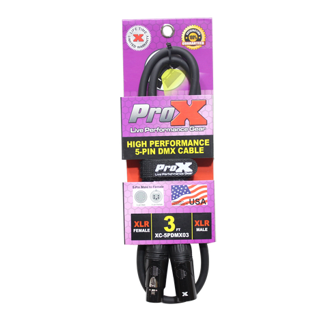 3 Ft. DMX XLR5-M to XLR5-F High Performance Cable