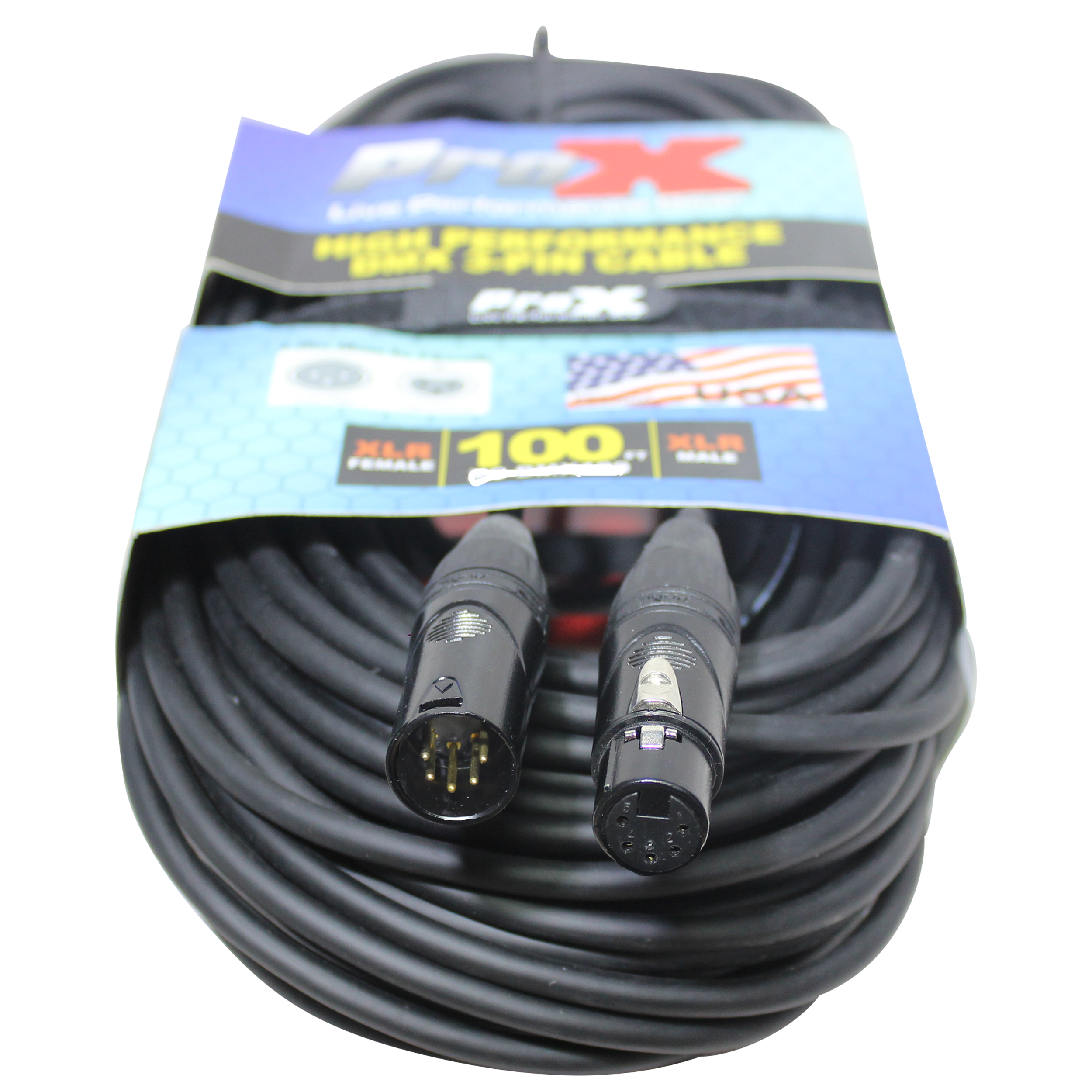 100 Ft. DMX XLR5-M to XLR5-F High Performance Cable