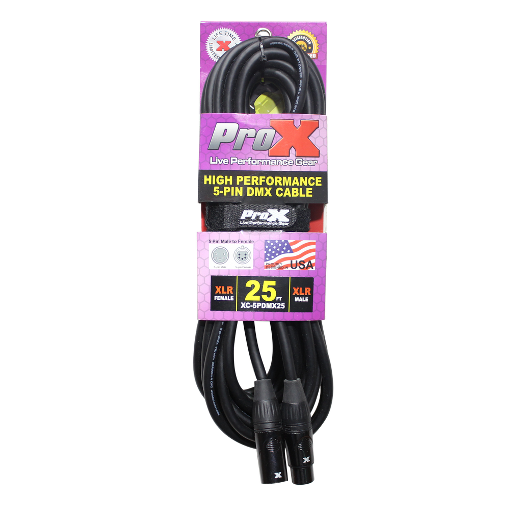 25 Ft. DMX XLR5-M to XLR5-F High Performance Cable