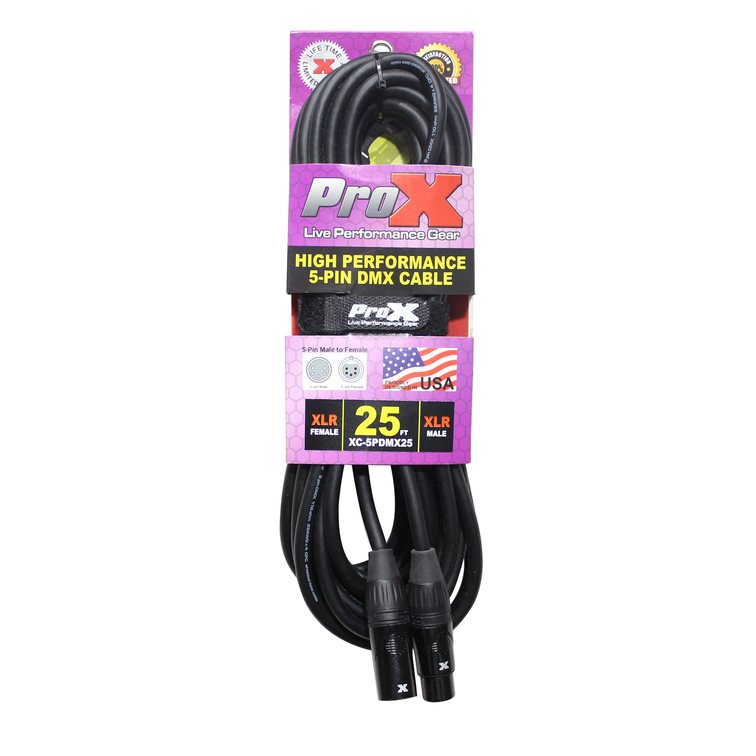 25 Ft. DMX XLR5-M to XLR5-F High Performance Cable