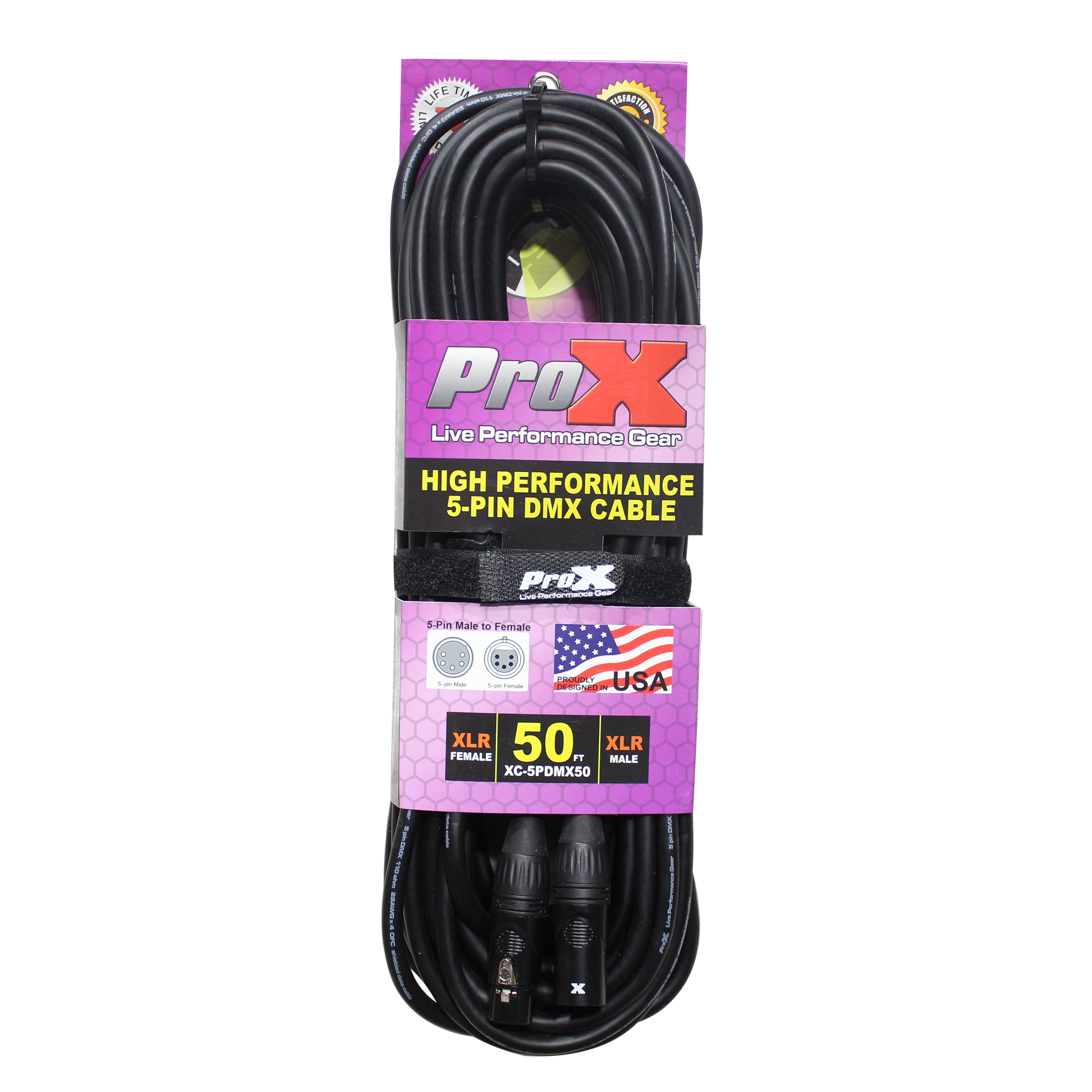 50 Ft. DMX XLR5-M to XLR5-F High Performance Cable