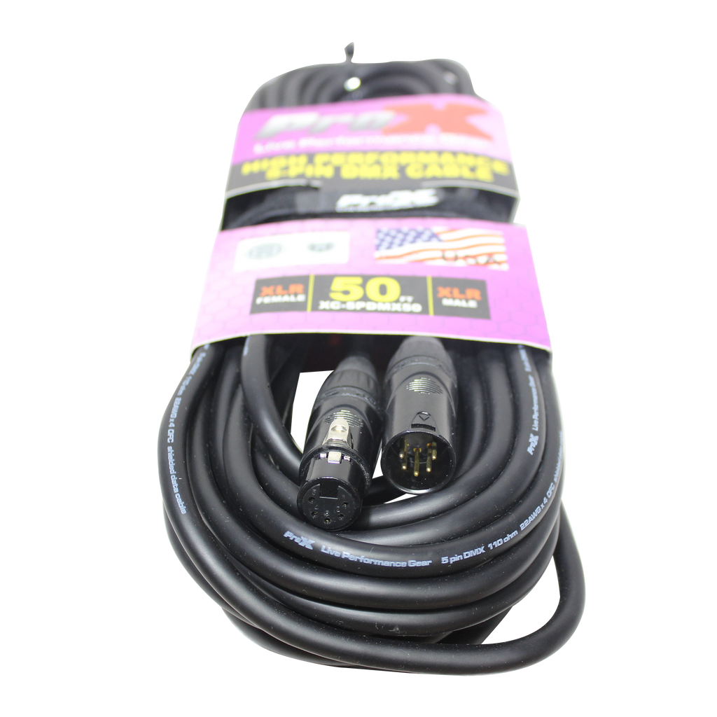 50 Ft. DMX XLR5-M to XLR5-F High Performance Cable