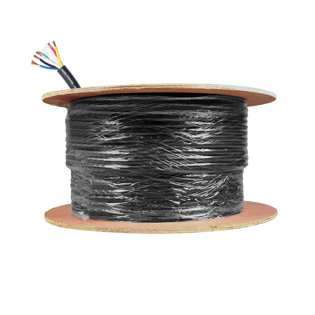 500 Ft. 12 AWG 6 Conductor Hybrid Passive Speaker Wire Bulk Cable Spool Black