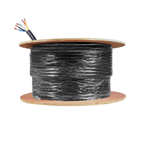 500 Ft. 12 AWG 6 Conductor Hybrid Passive Speaker Wire Bulk Cable Spool Black