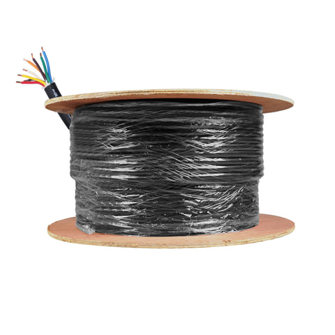 500 Ft. 12 AWG 8 Conductor Hybrid Passive Speaker Wire Bulk Cable Spool Black