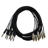10 Ft. Unbalanced 8-Ch 1/4" TS to RCA Male Snake